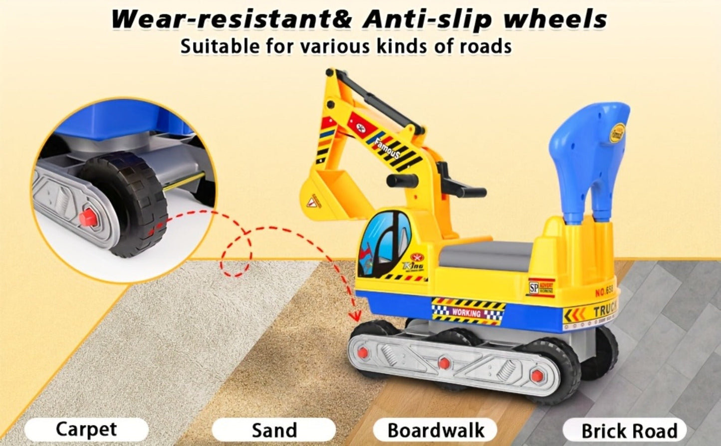 Kids Ride-On Construction Truck Large Manual-Powered Engineering Vehicle with the Listed Color, Size or Set Options for Everyday Use