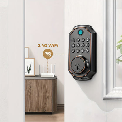 Smart Door Lock Arpha Keypad Deadbolt with Black Silver Handle Sets and Optional Fingerprint WiFi Versions