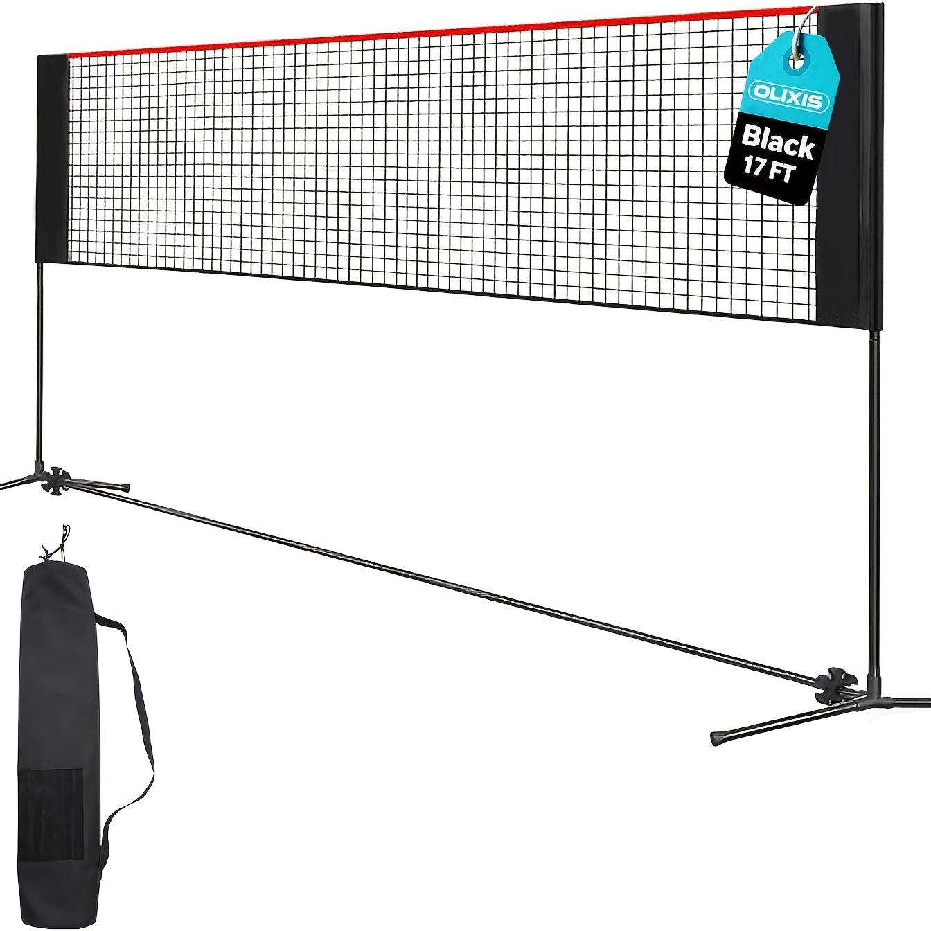 Badminton Volleyball Net Portable Adjustable Height 10ft 14ft 17ft Weather-Resistant Outdoor Indoor Backyard Pool Court Net with Carry Bag