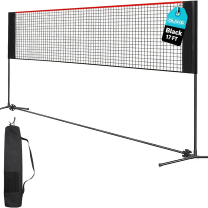 Badminton Volleyball Net Portable Adjustable Height 10ft 14ft 17ft Weather-Resistant Outdoor Indoor Backyard Pool Court Net with Carry Bag