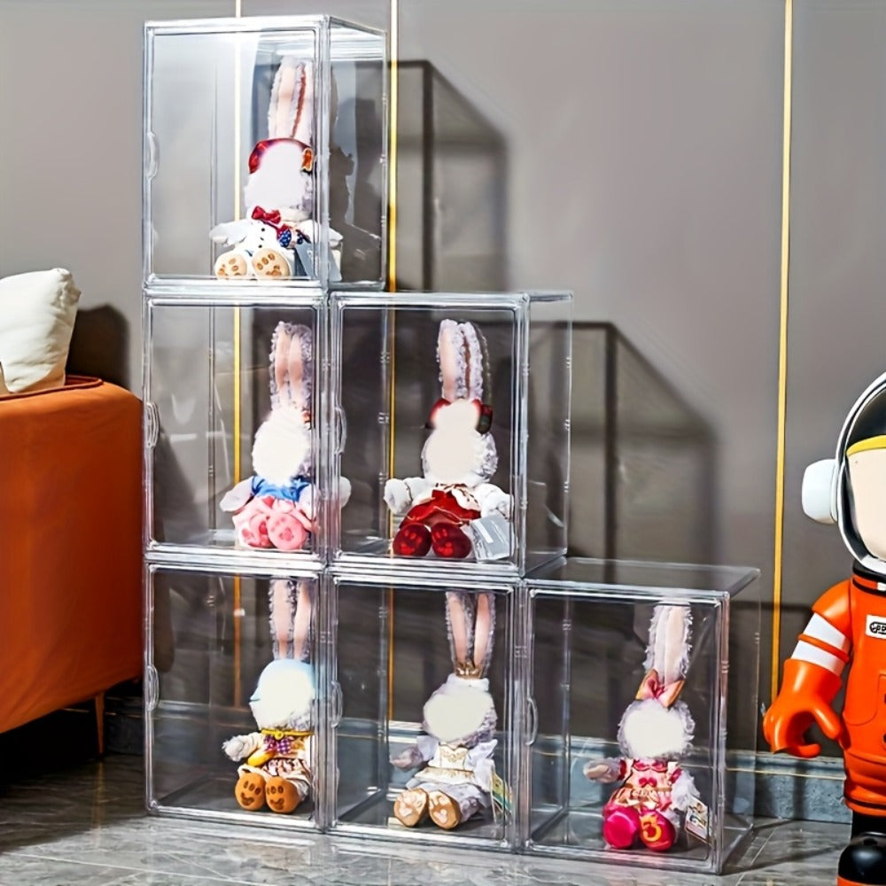 Labubu Display Case XXL Acrylic with Magnetic Door – Clear Dust-Free Showcase Box for Labubu Figures Plushies Action Figures Collectibles