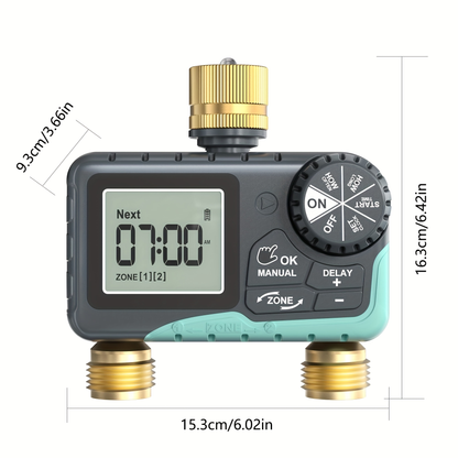 2-Zone Sprinkler Timer Programmable Faucet Irrigation Controller for Lawn & Yard, for Garden, Lawn and Yard Watering
