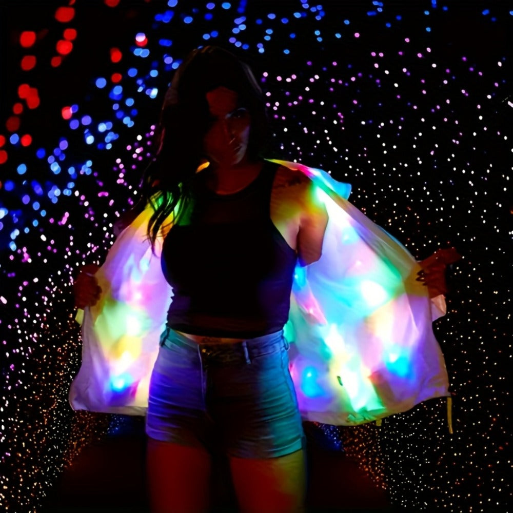 LED Light Up Party Jacket for Adults, Glowing Rave Costume Unisex Luminous Coat for Halloween, Christmas