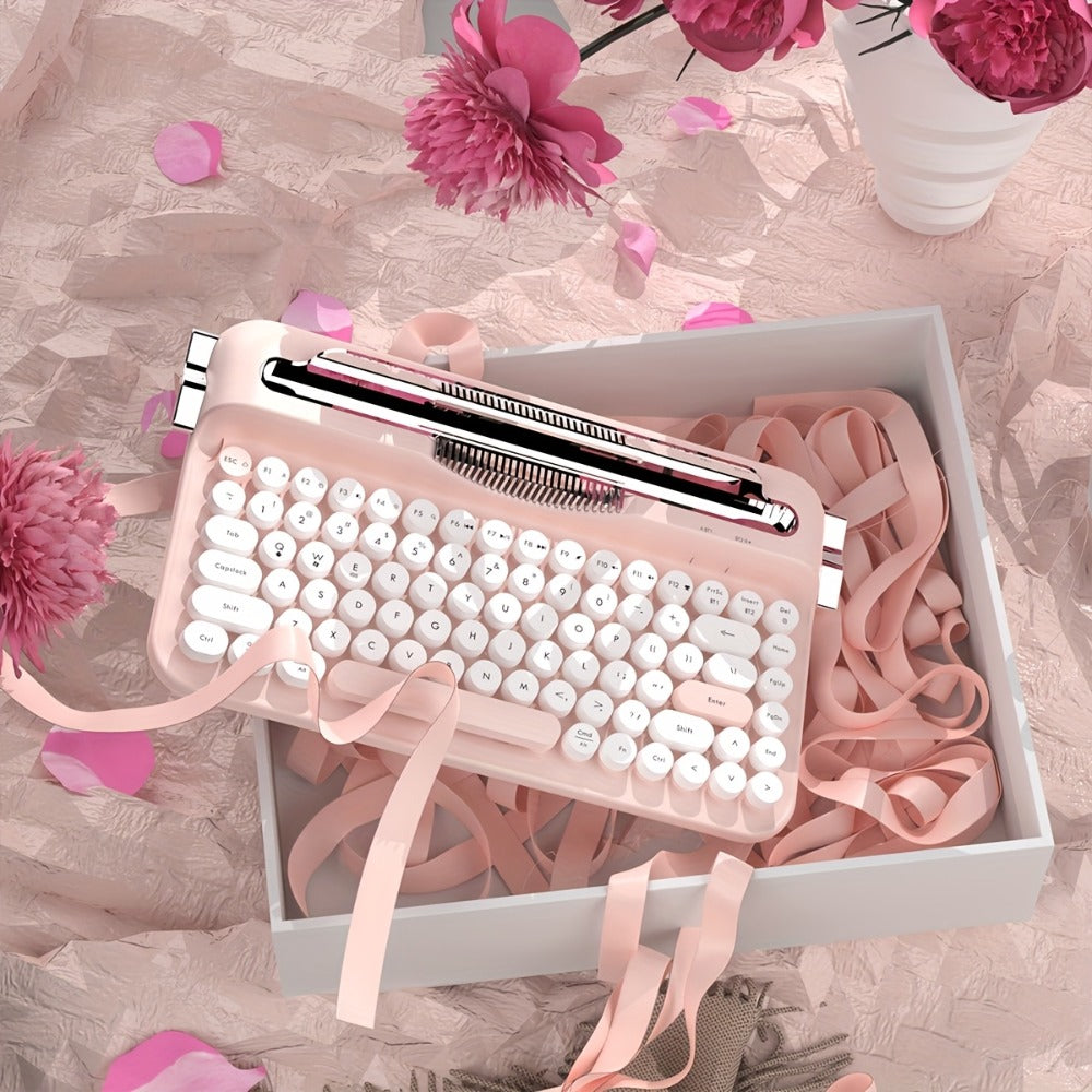 Retro Wireless Keyboard AJAZZ AF84 2.4G Dual-Mode, 84 Keys, Type-C Charging, Built-In Phone Stand
