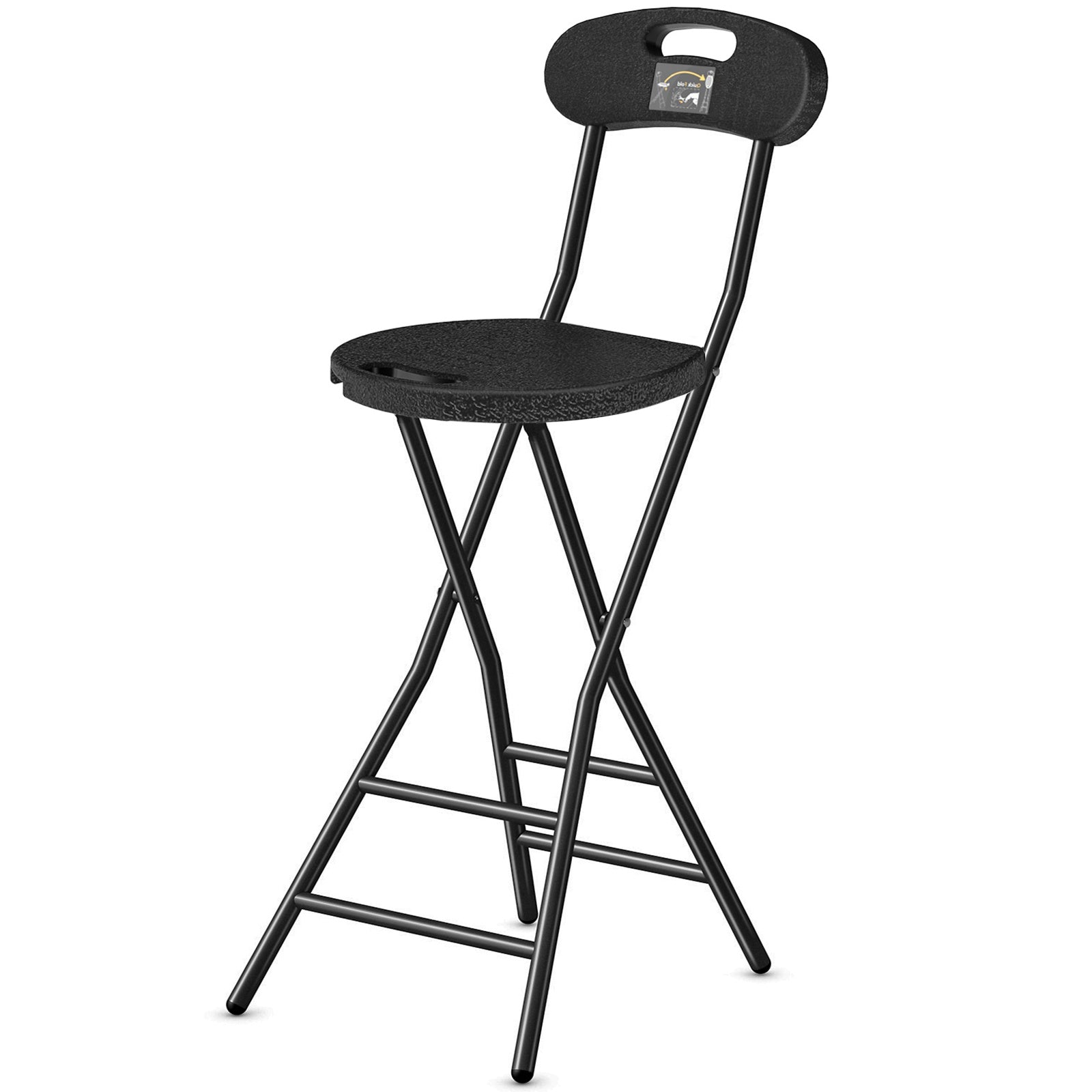 24-Inch Foldable Bar Stool with Footrest and Adjustable Height detail image - detail view 4
