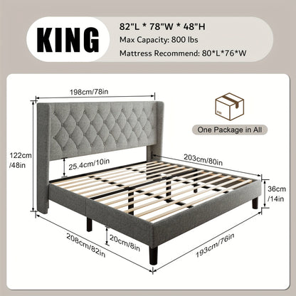 Bed Frame shown in the Light Grey, King option