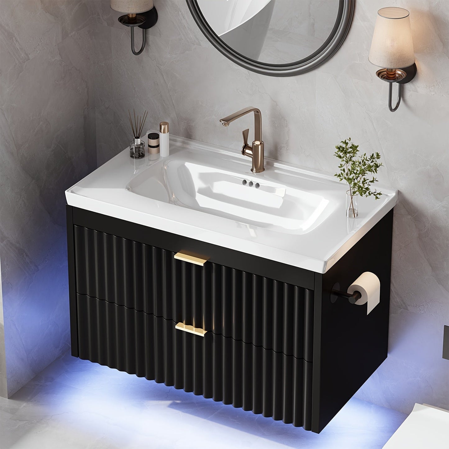 Bathroom Vanity shown in the Black option