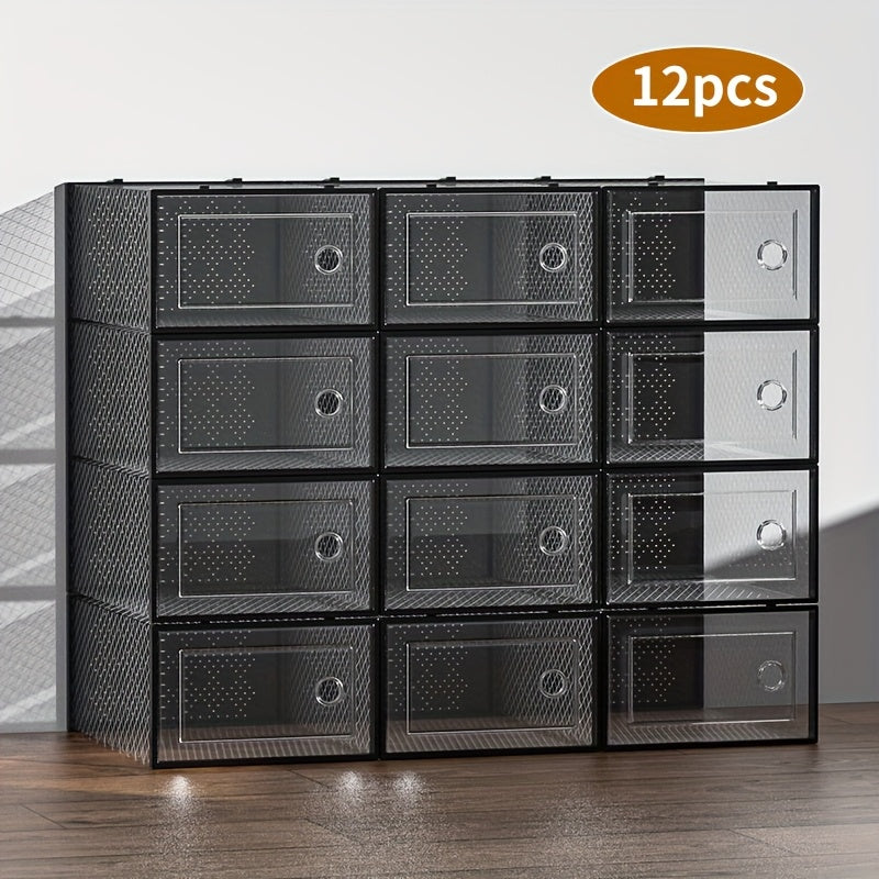 Shoe Storage Box shown in the Black, 12 Pack option