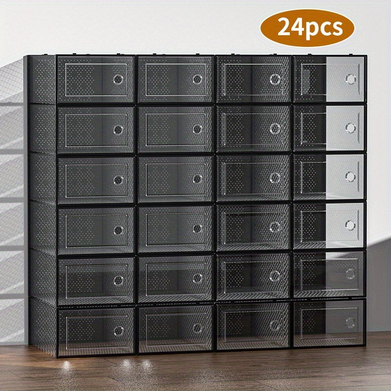 Shoe Storage Box shown in the Black, 24 Pack option