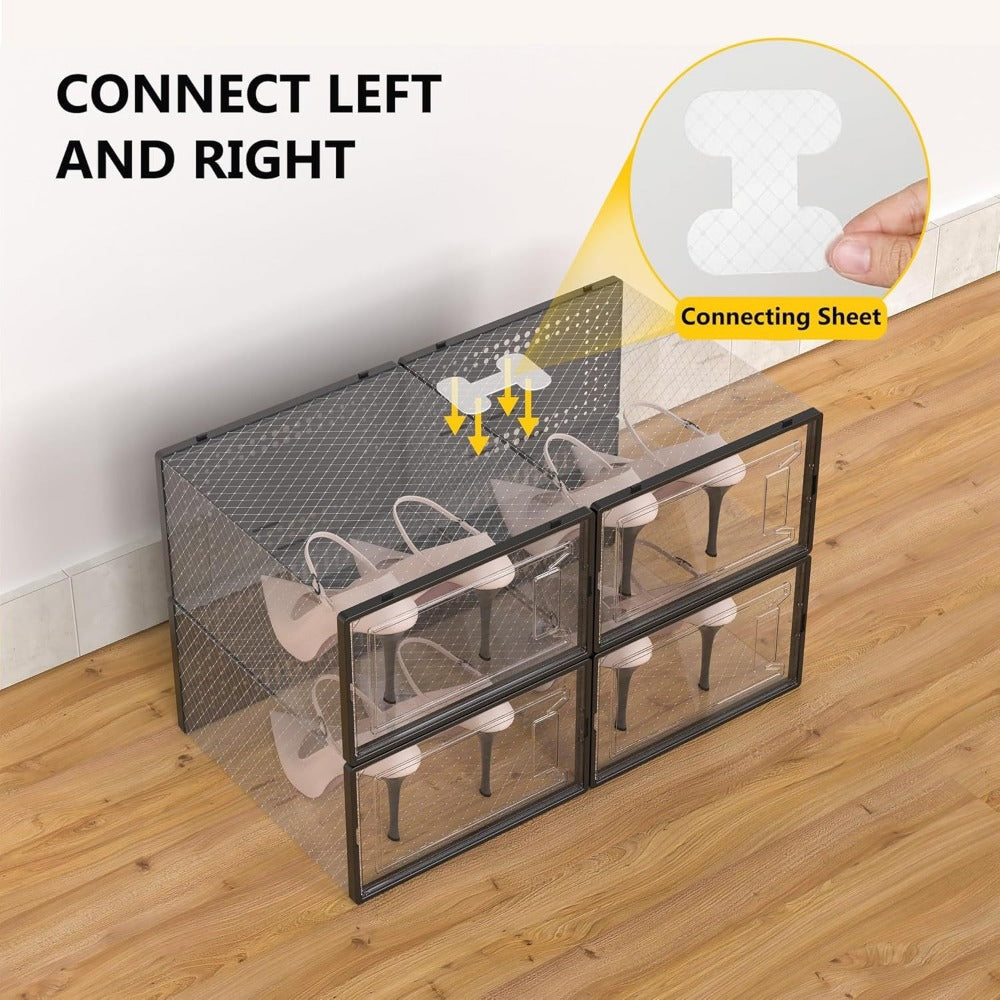 24-Pack Plastic Stackable Shoe Storage Box with Stackable Design for Entryway detail image - detail view 12