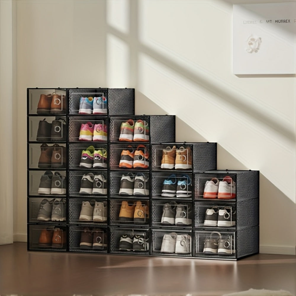 24-Pack Plastic Stackable Shoe Storage Box with Stackable Design for Entryway detail image - detail view 14