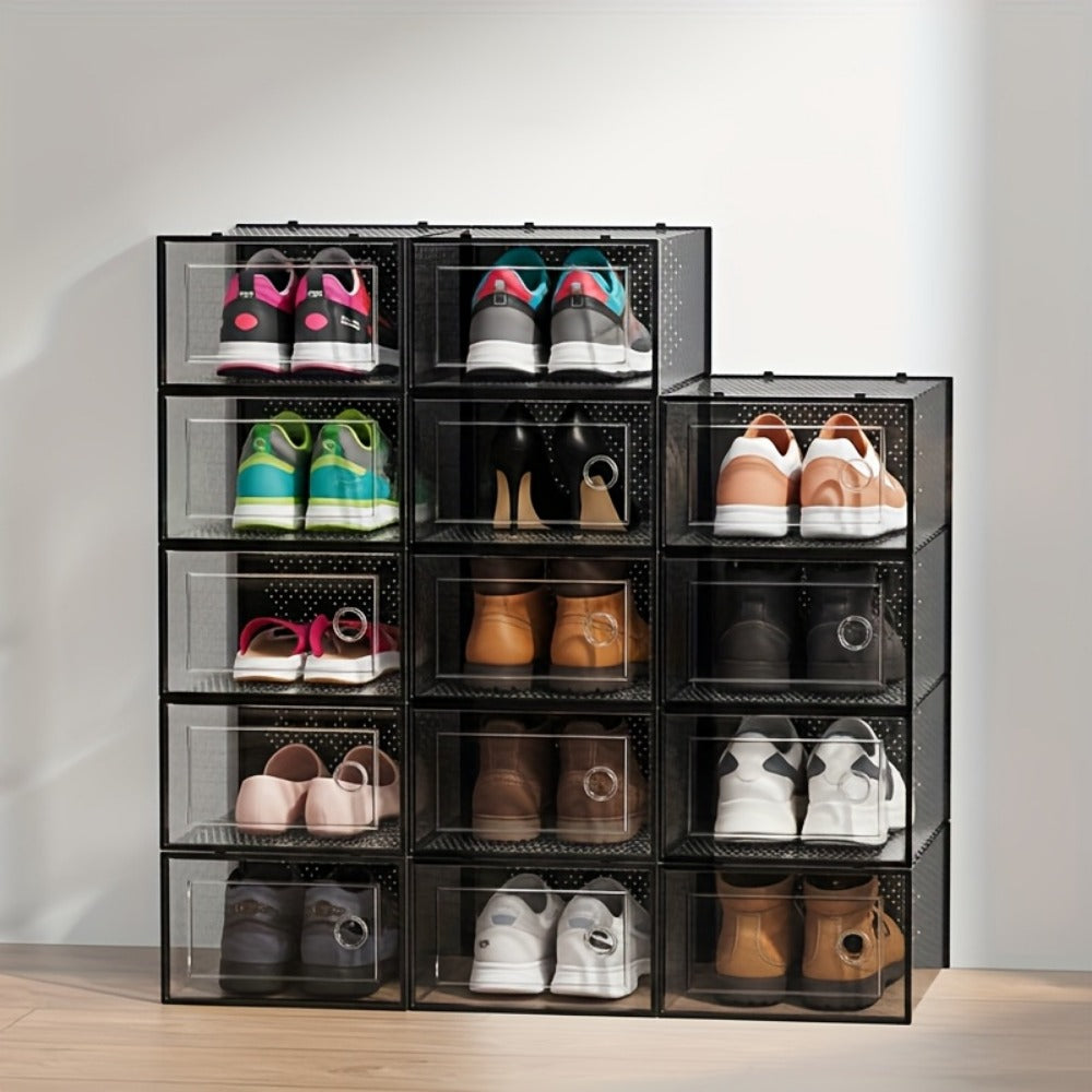 24-Pack Plastic Stackable Shoe Storage Box with Stackable Design for Entryway detail image - detail view 15