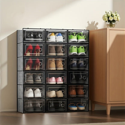24-Pack Plastic Stackable Shoe Storage Box with Stackable Design for Entryway detail image - detail view 16