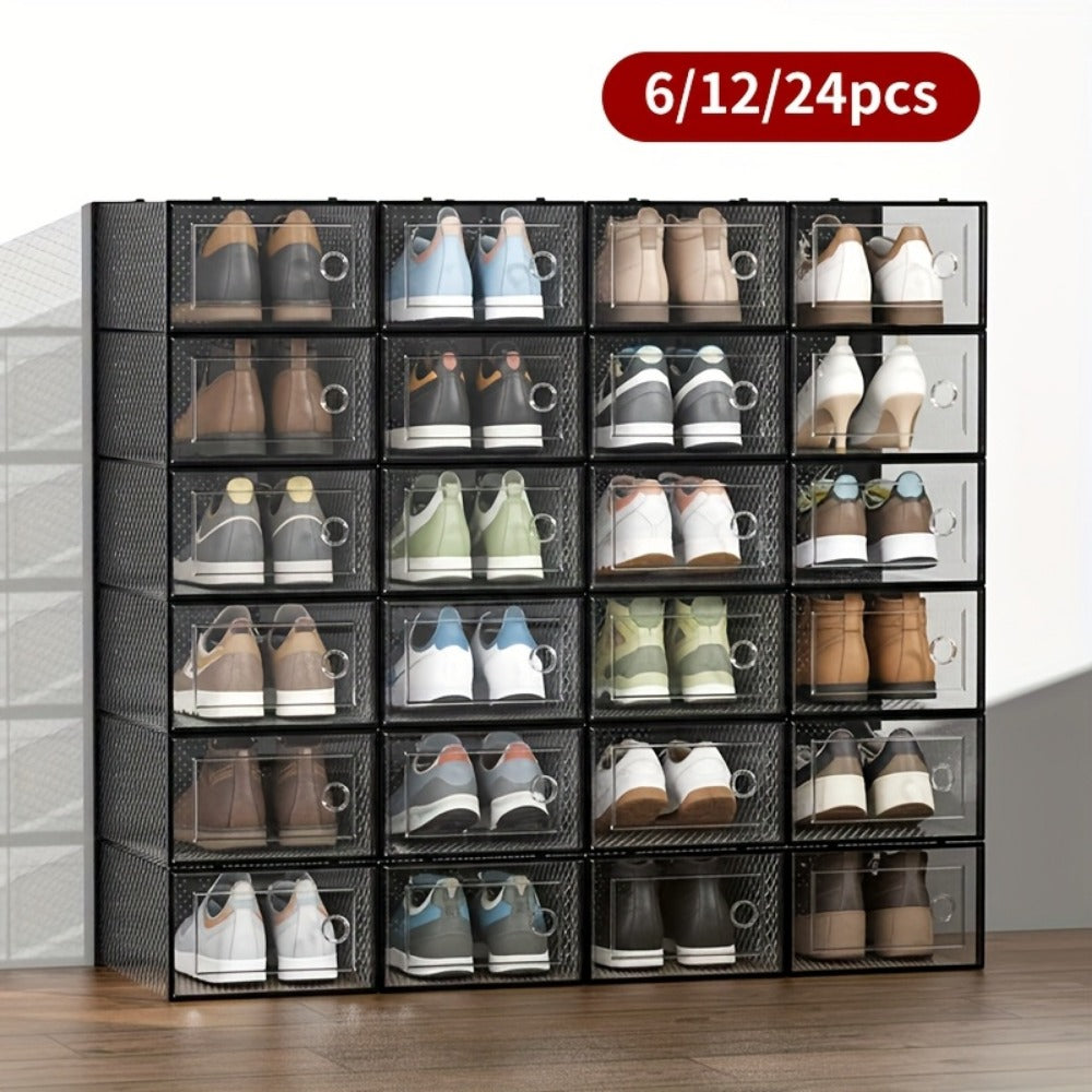 24-Pack Plastic Stackable Shoe Storage Box with Stackable Design for Entryway detail image