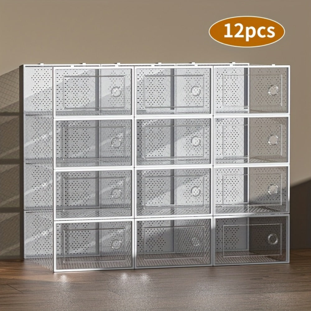 24-Pack Plastic Stackable Shoe Storage Box with Stackable Design for Entryway detail image - detail view 5