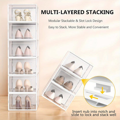 24-Pack Plastic Stackable Shoe Storage Box with Stackable Design for Entryway detail image - detail view 6