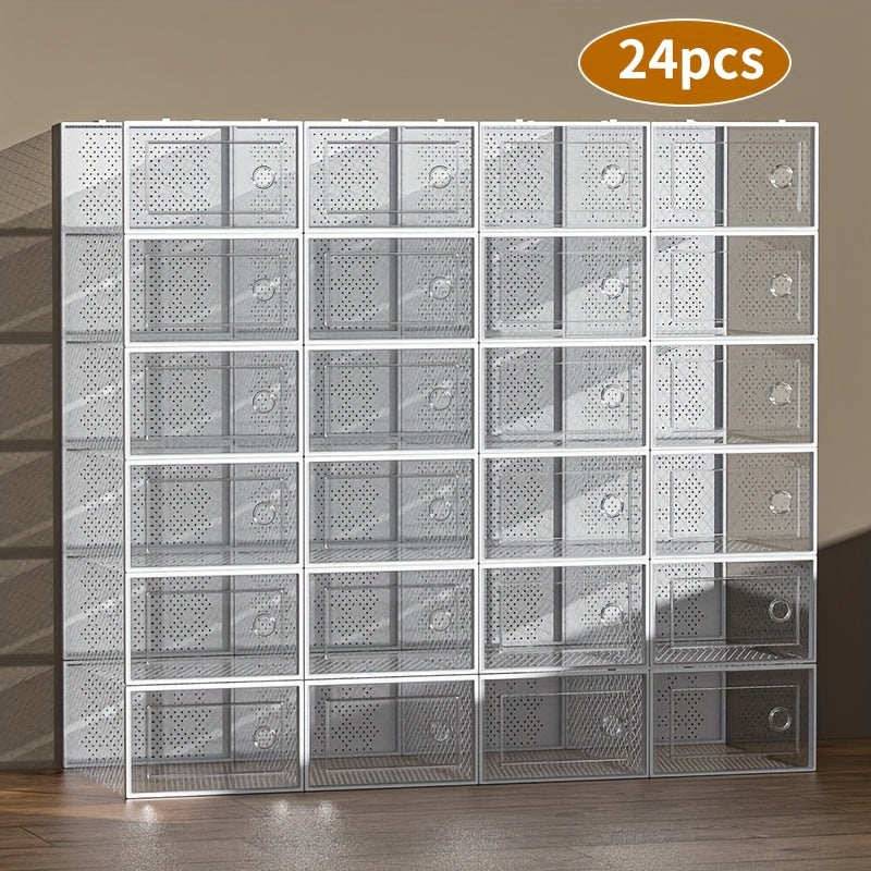 Shoe Storage Box shown in the White, 24 Pack option
