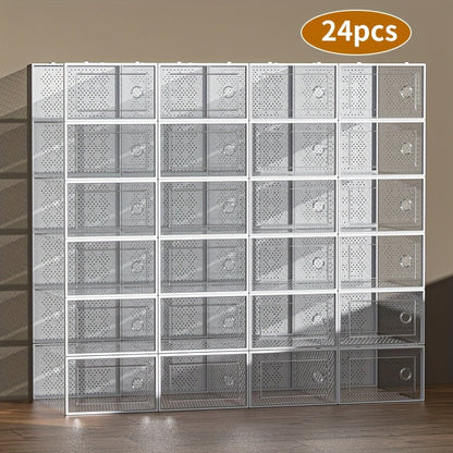 Shoe Storage Box shown in the White, 24 Pack option