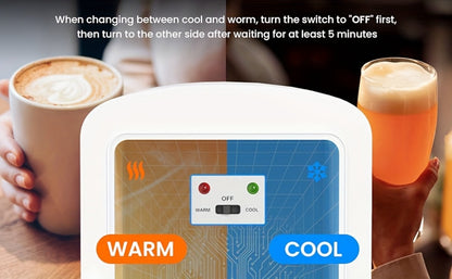 Mini Fridge Portable Cooler & Warmer 9-Can 1.59 Gal with Window for Entryways, Bedrooms and Living Spaces