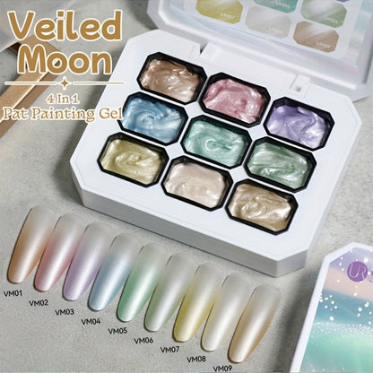Gel Nail Polish 4-in-1 Nine-Color Palette for Ombre, Stamping, Painting and Powder Nail Art