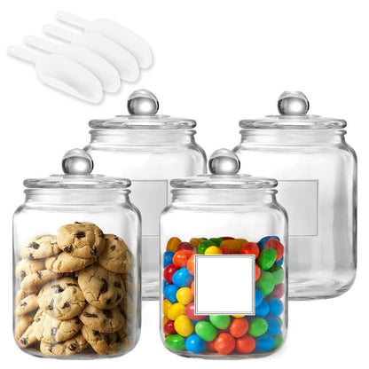 Half Gallon Glass Jars with Lids Airtight Set of 4, Large Clear Storage Containers for Pantry, Kitchen & Laundry Room