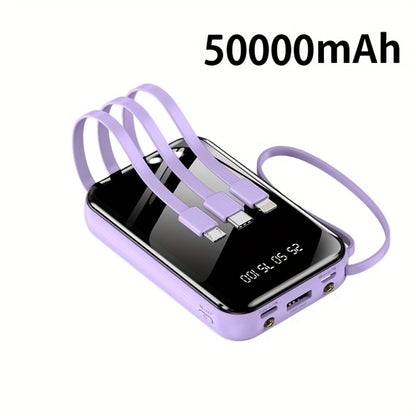 Power Bank 50000mAh 22.5W with Integrated Cable Array, Digital Display and LED Flashlight in Two Colors