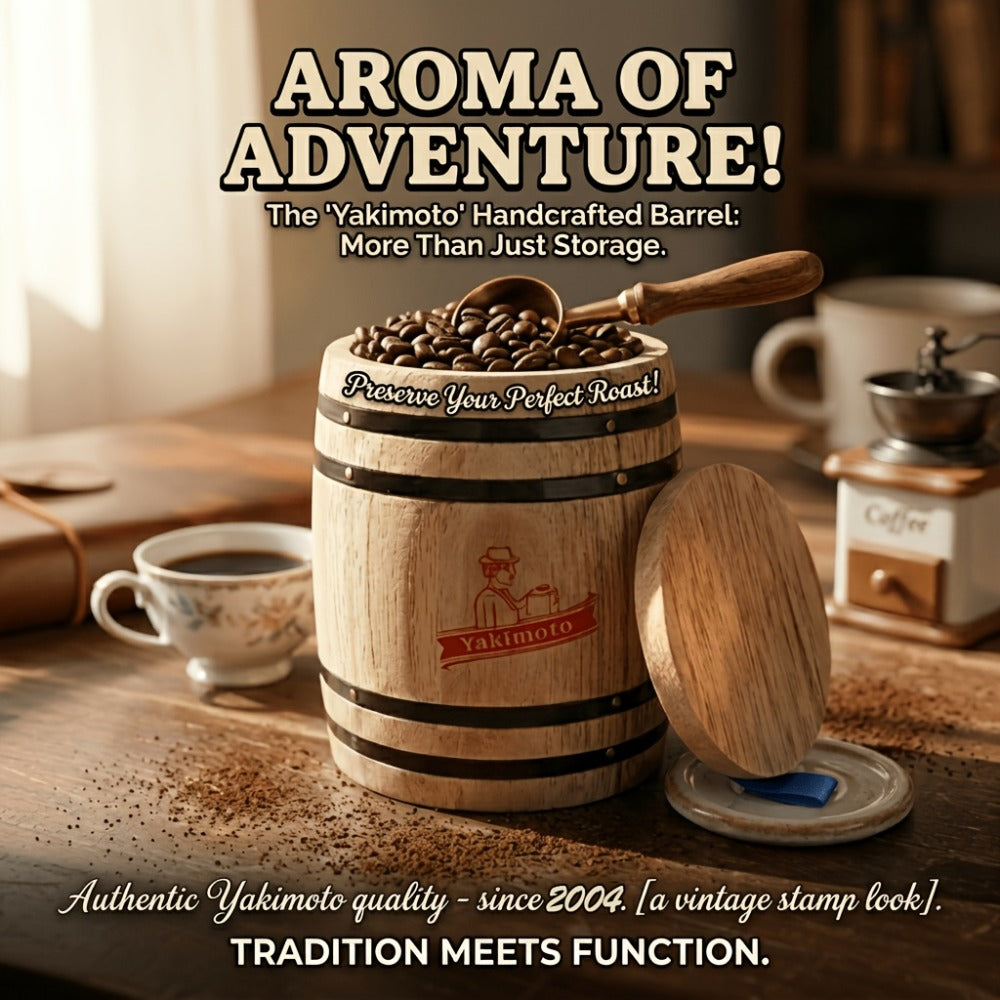 Wooden Barrel Storage Jar with Lid, Rustic Mini Desktop Organizer for Coffee Beans, Sugar, Candy
