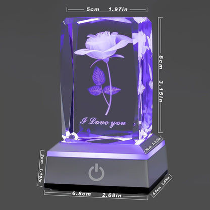 Night Light Rose Floral Acrylic Sign with Color-Changing LED Base and Four Display Styles with Configuration Options for Home Decor