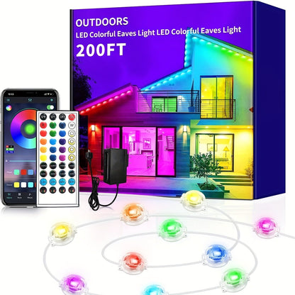 RGB Eave String Light Kit from 50ft to 400ft with Plug-In Adapter, App and Handheld Remote
