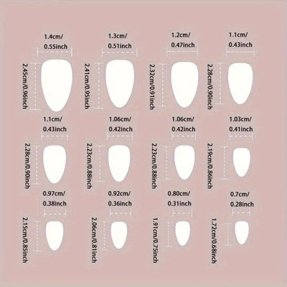 Press On Nails 96-Piece Almond Four-Pack Ice Pink Gradient Flower Butterfly Glossy Full-Cover Set