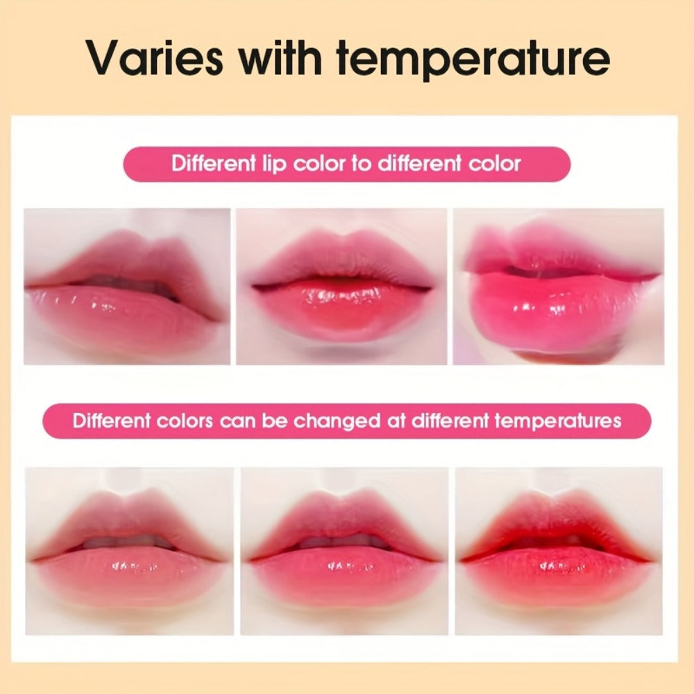Jelly Flower Lipstick Set 6-Pack Color Changing Lip Balm Temperature Activated Tint Hydrating Squalane Formula Moisturizing Tinted Lip Gloss