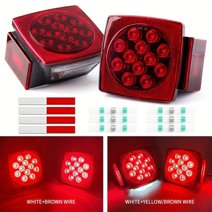 Trailer LED Light Kit 12V – Stop Turn Tail Brake License Plate & Side Marker Lights with Connectors for Trailers Under 80"