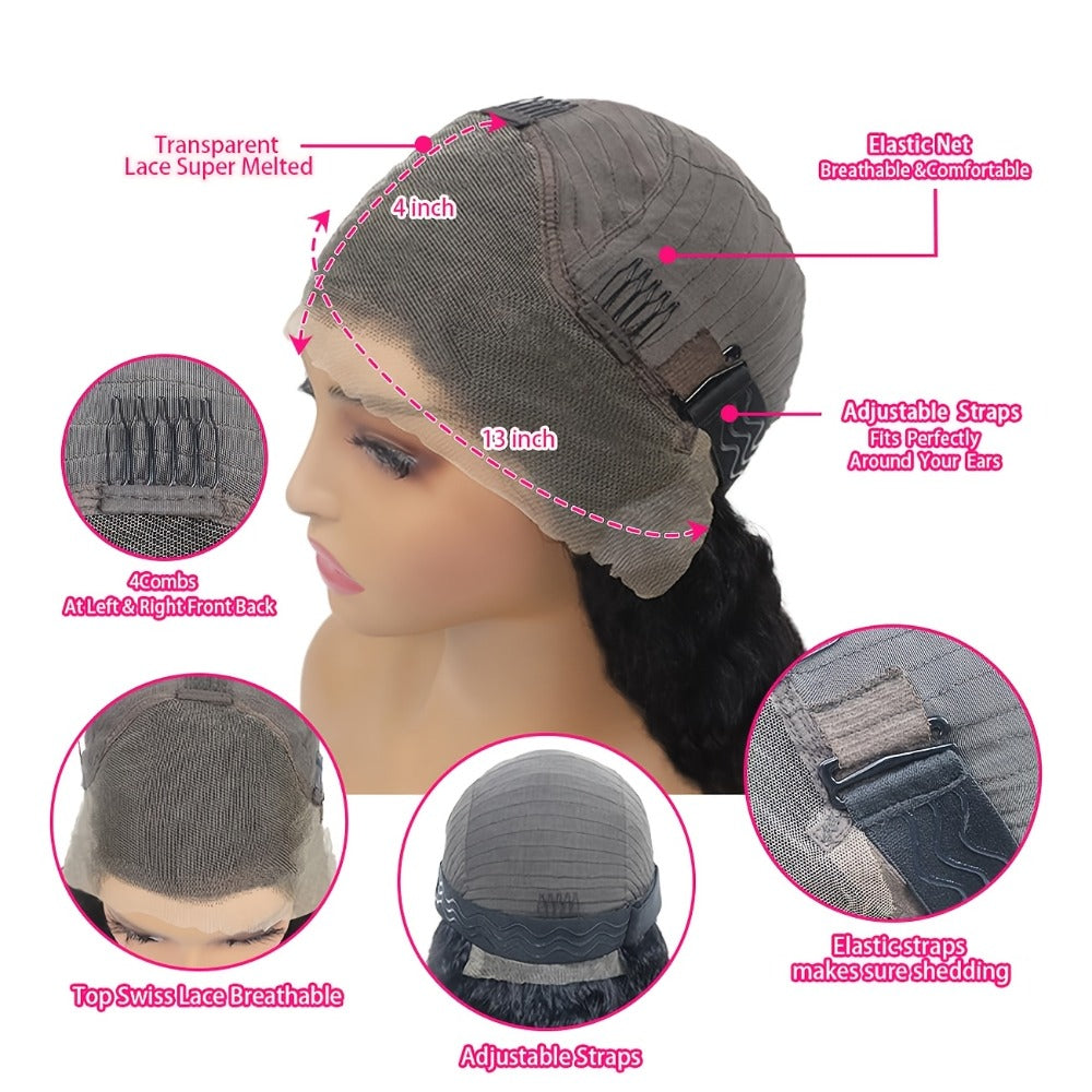Pixie Cut Wig Human Hair 13x4 HD Lace Front Short Curly Body Wave Loose Deep Wave Finger Wave, for Home, Travel and Salon Hair Styling