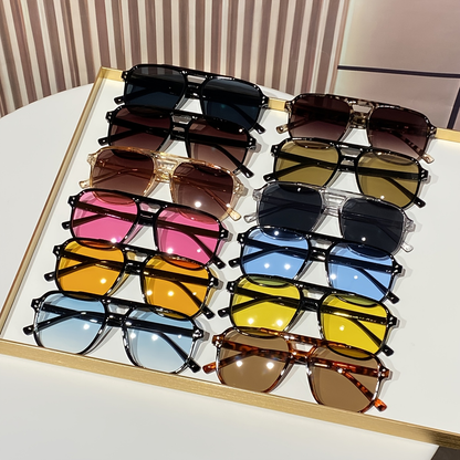 Oversized Round Novelty Glasses 12 Pack Multicolor Tortoiseshell – Double Frame Full Rim Plastic Eyewear Bulk Set for Party Prom Photo Shoot