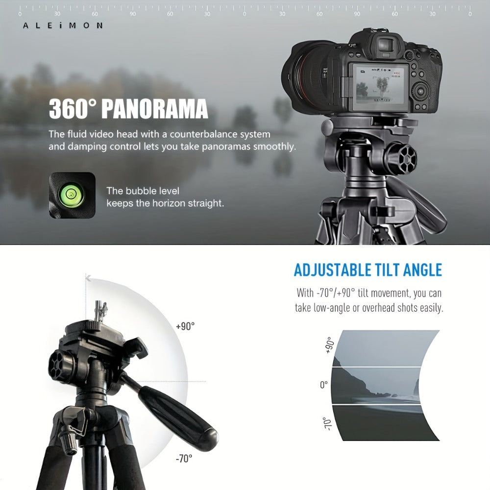 Camera Tripod 74 Inch Aluminum Alloy with Dual Quick Release Plate, Phone Clip & Carrying Bag, Professional Stand for DSLR