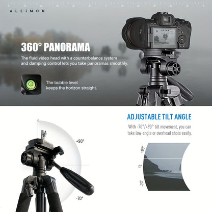Camera Tripod 74 Inch Aluminum Alloy with Dual Quick Release Plate, Phone Clip & Carrying Bag, Professional Stand for DSLR