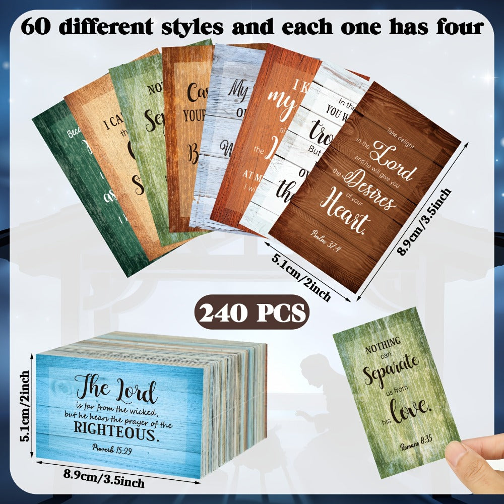 Bible Verse Cards 240 Pcs Bulk, Full Scripture Mini Prayer & Inspirational Quote Cards for Women Men Students