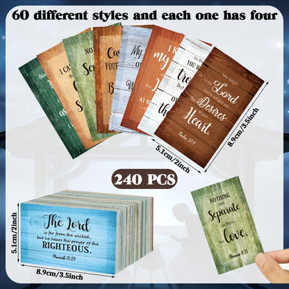 Bible Verse Cards 240 Pcs Bulk, Full Scripture Mini Prayer & Inspirational Quote Cards for Women Men Students