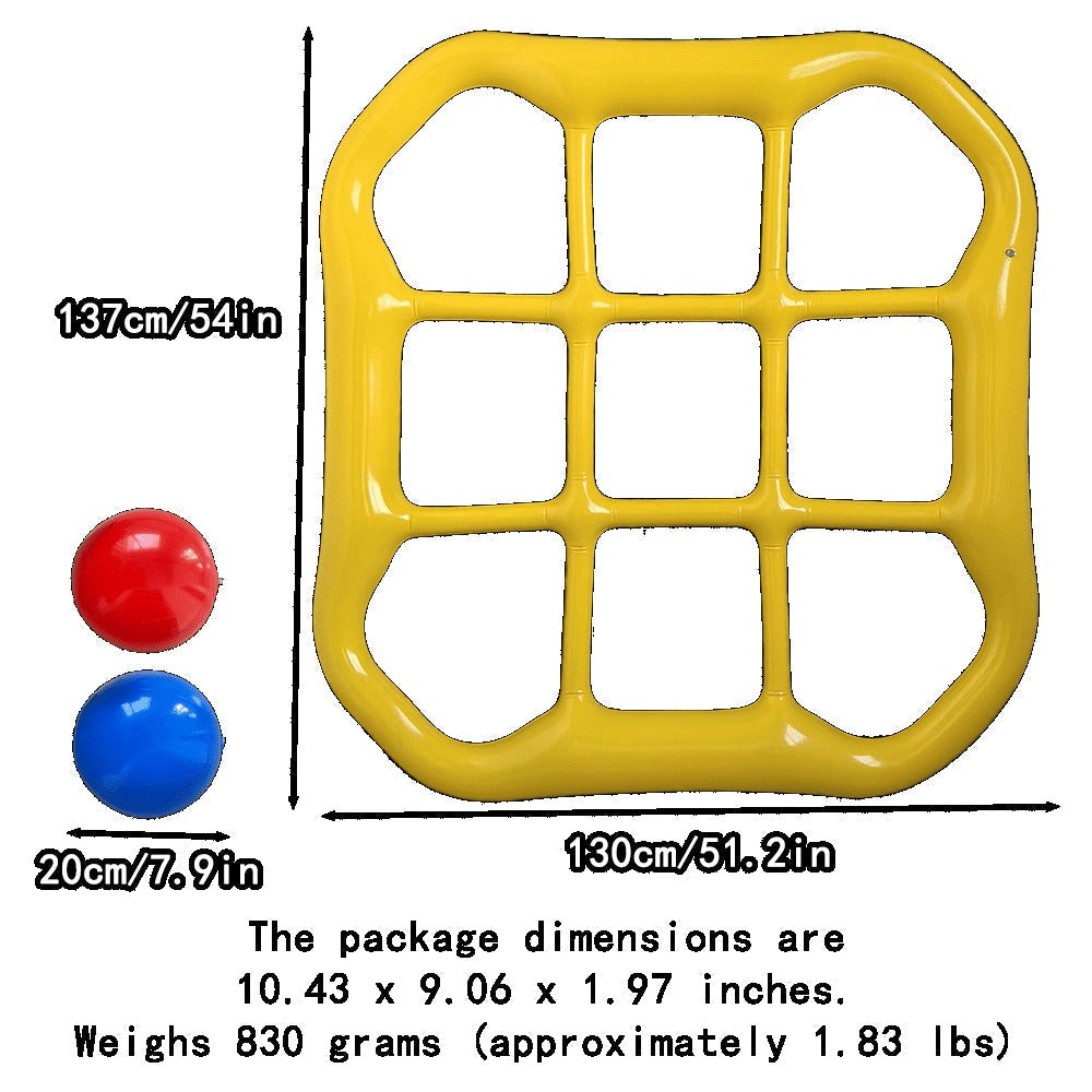 Floating Tic Tac Toe Pool Game Set for Family & Adults, Giant Inflatable Board with 10 Balls & Air Pump