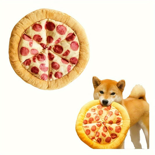 Dog Toy Pizza or Donut Plush with Built-In Squeaker and One or Two-Piece Pack Options for All Breeds