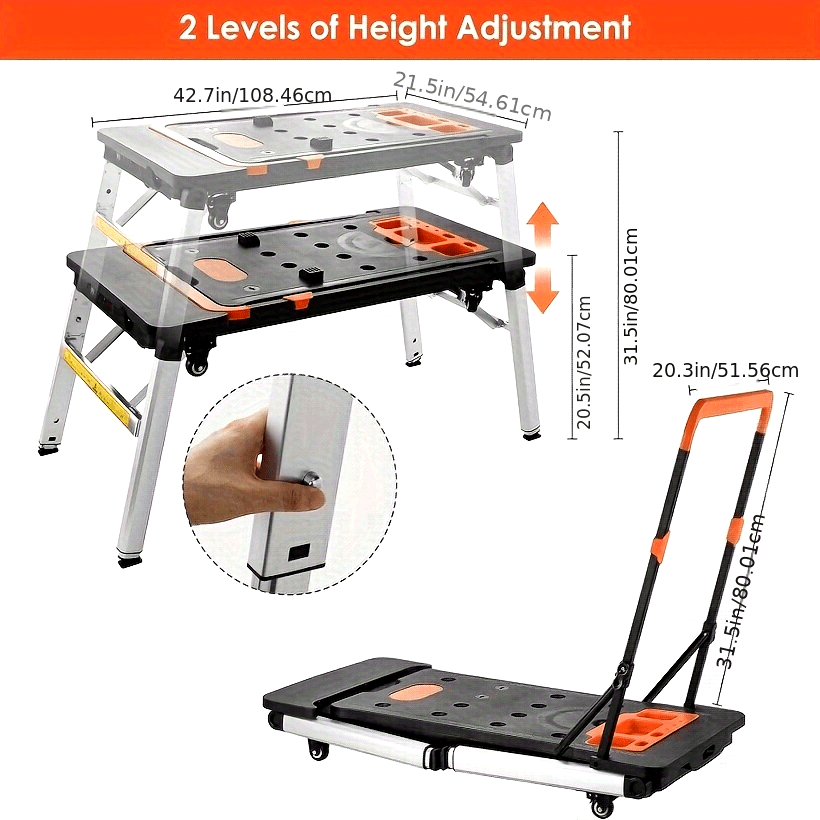 7in 1 Multifunctional Work Benches, Folding Work Table for Garage, As Portable Workbench, Sawhorse