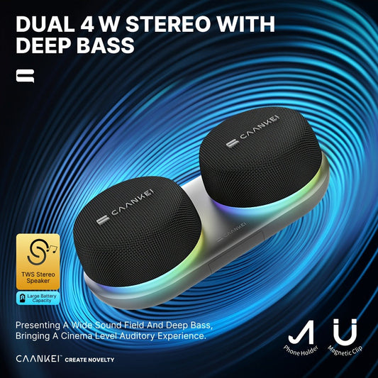 Portable Dual Speaker with Charging Base, Super Long Battery Life, Strong Bass Stereo Surround Sound