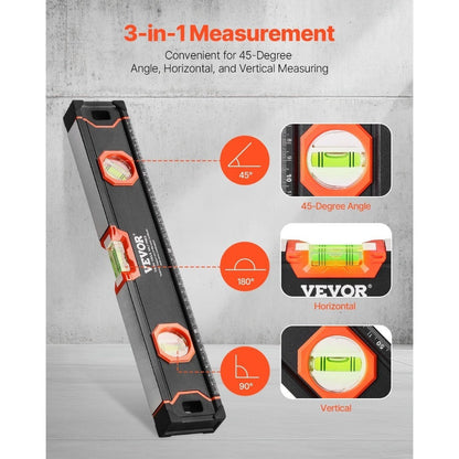 Magnetic Torpedo Level Set 6-Piece Full Magnetic All Sizes | 10 16 24 32 48 78 Inch Aluminum Spirit Level Kit Anti-Static Vials 3-in-1 |