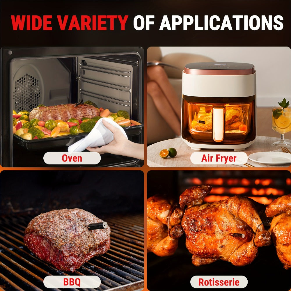 Wireless Meat Thermometer 500Ft Bluetooth, Dual Sensor Digital Food Thermometer for Oven, Grill, BBQ