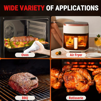 Wireless Meat Thermometer 500Ft Bluetooth, Dual Sensor Digital Food Thermometer for Oven, Grill, BBQ