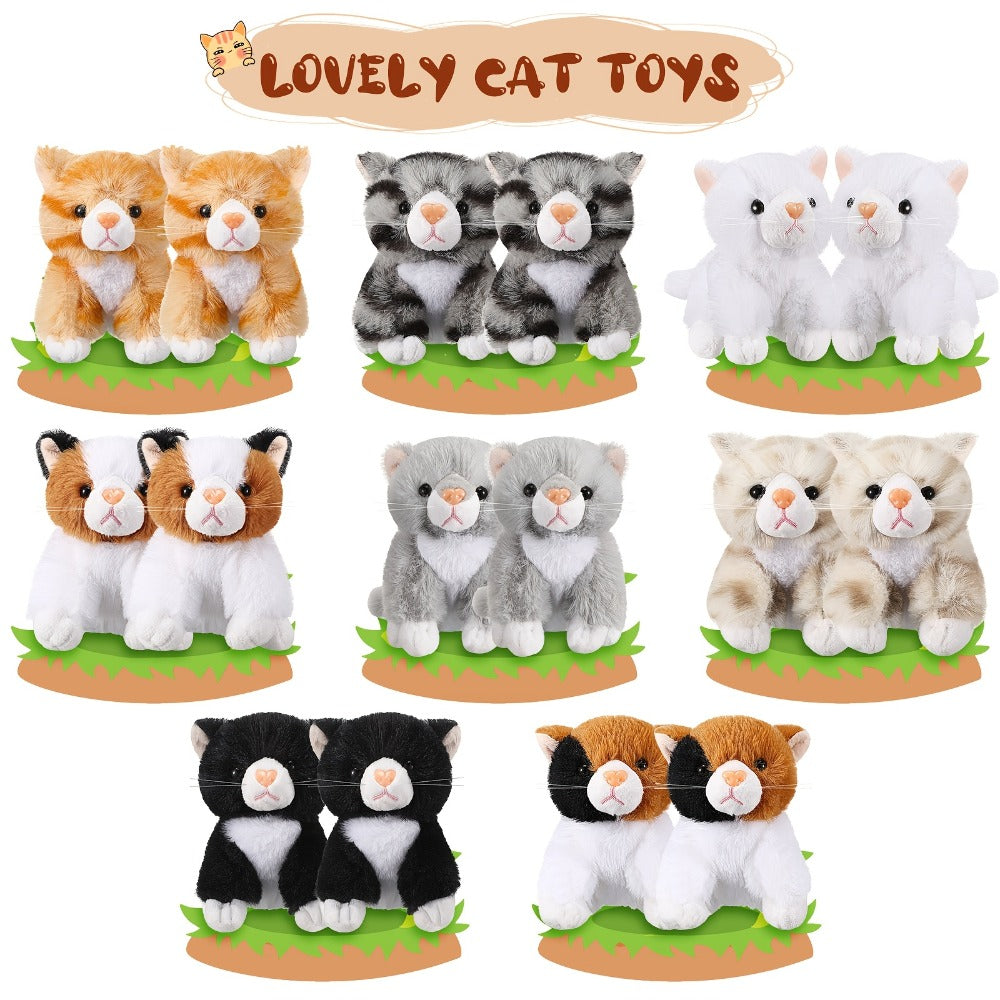 Kitten Stuffed Animal Plush Bulk 16 Pack 5 Inch, Assorted Cute Cat Plush Toys for Party Favors, Birthday Gifts