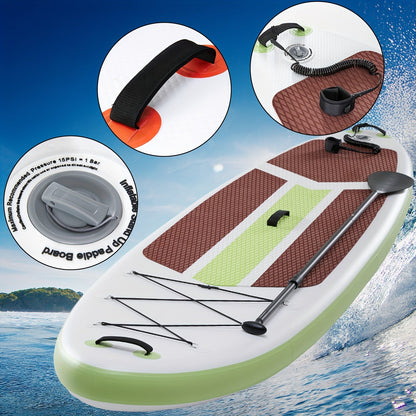 10.5-Foot Inflatable Stand-Up Paddle Board with Wide Non-Slip Deck and Green, Orange or Gray Options