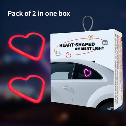 Car Interior Neon Heart Lights Solar USB Rechargeable 5 Lighting Modes Vibration-Sensing Auto On/Off Dashboard Decoration for Cars Trucks