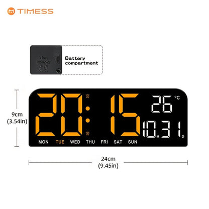 Large Digital LED Wall Clock Dual Alarm Clock with Temperature Date Display Brightness for Entryways, Bedrooms and Living Spaces