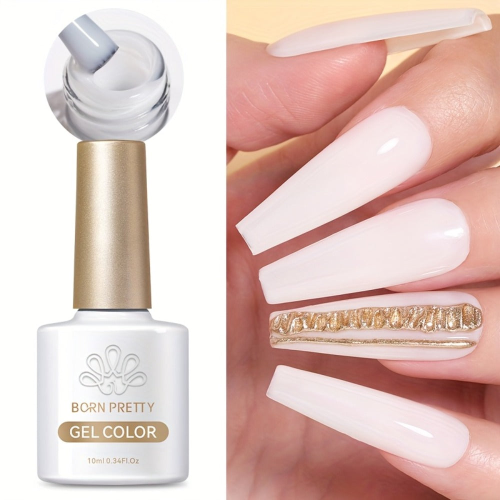 Gel Nail Polish in 10ml Translucent Jelly with 6 Milky, Snow-Glitter and Nude Shade Options